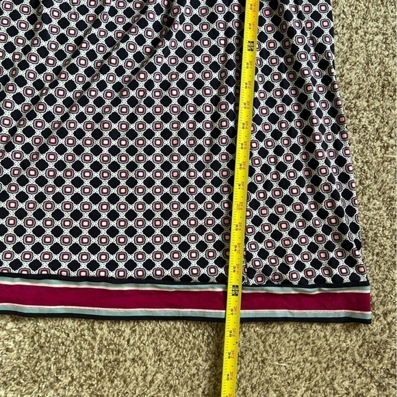 🦋Talbots Blue Purple Geometric Short Sleeve Mini Dress Medium Comfy Stretch - Picture 6 of 6